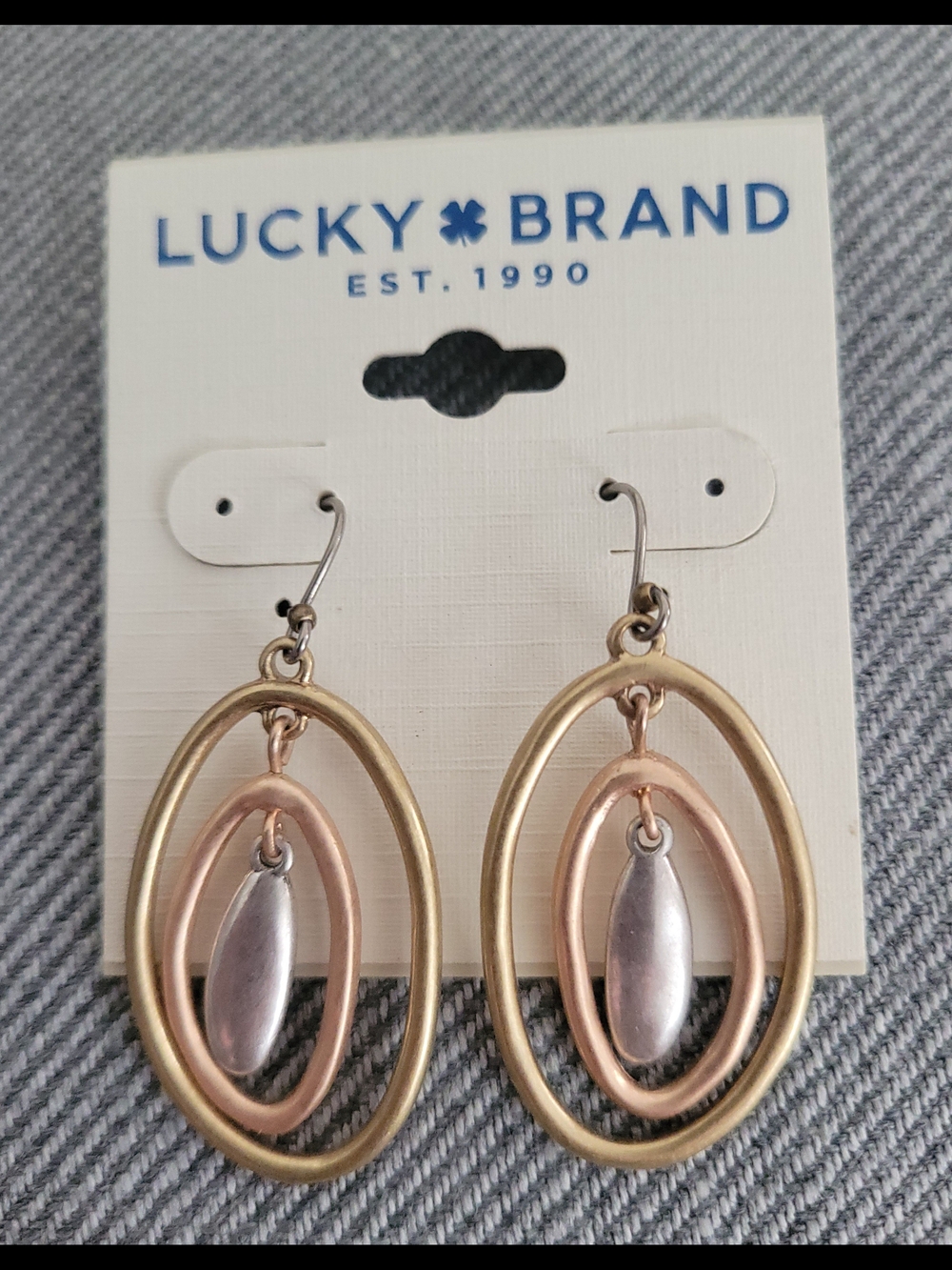 Lucky Brand Mixed Metal Oval Drop Earrings in Gold, Rose, Silver